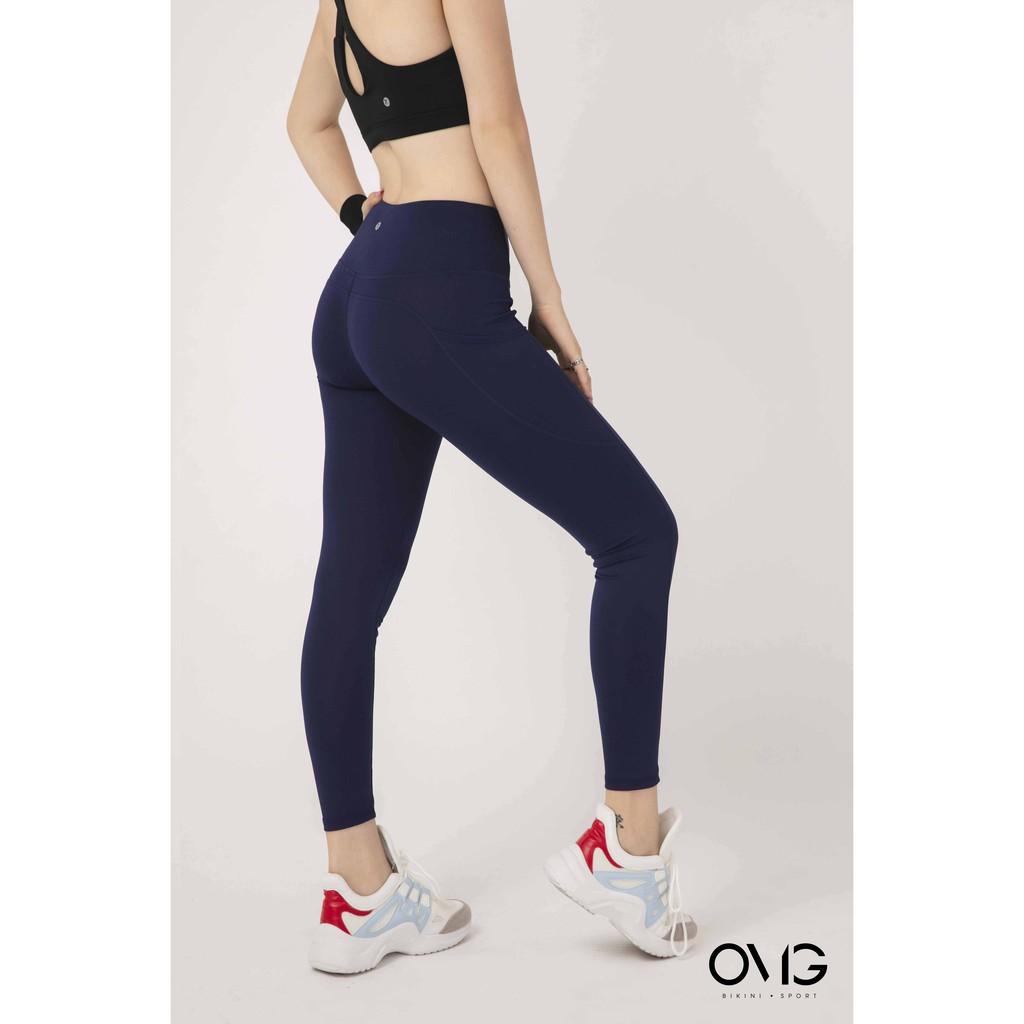 Quần tập Gym, Yoga Nữ OMG Sport kiểu dài có túi 2 bên - màu Xanh navy - BG073_NV