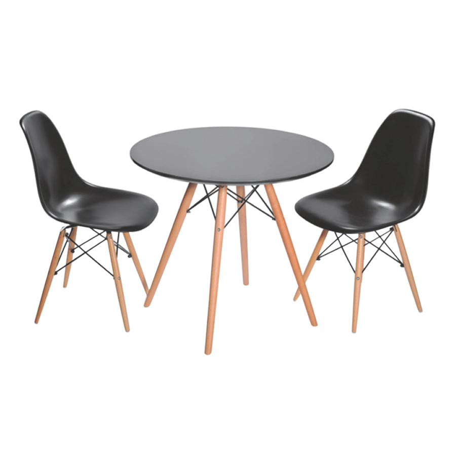 Bộ Bàn Tròn Ibie Eiffel Đen 2 Ghế Eames