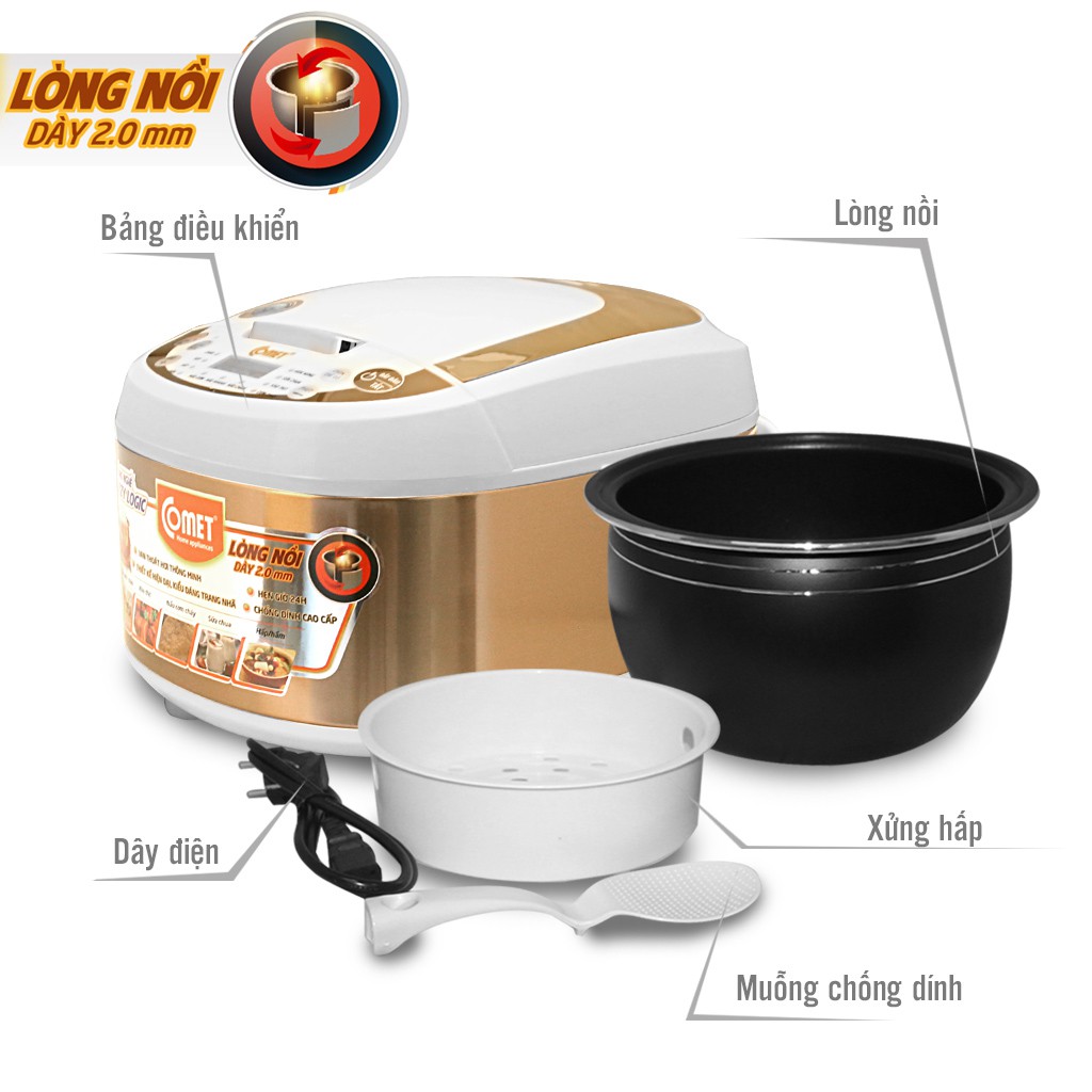 Nồi Cơm Điện Tử Comet CM8087 (1.8 Lít - 860W) - Hàng chính hãng