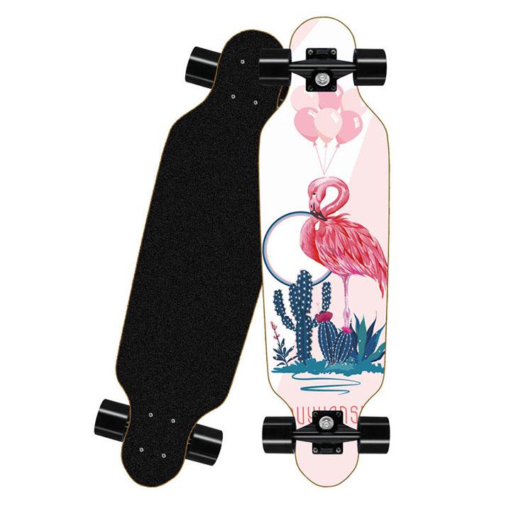 Ván Trượt Longboard Mặt Nhám Cao Cấp, Gỗ Ép 7 Lớp, Bánh Cao Su PU (Giao Màu Ngẫu Nhiên)