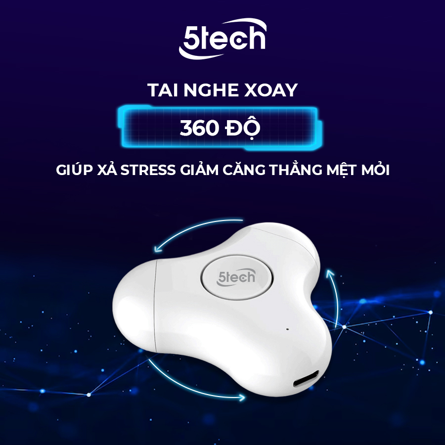 Hình ảnh Tai nghe bluetooth , tai nghe không dây 5TECH 5T226 hàng chính hãng chống nước , pin trâu tích hợp con xoay 3 cánh giúp xả stress , giảm căng thẳng mệt mỏi