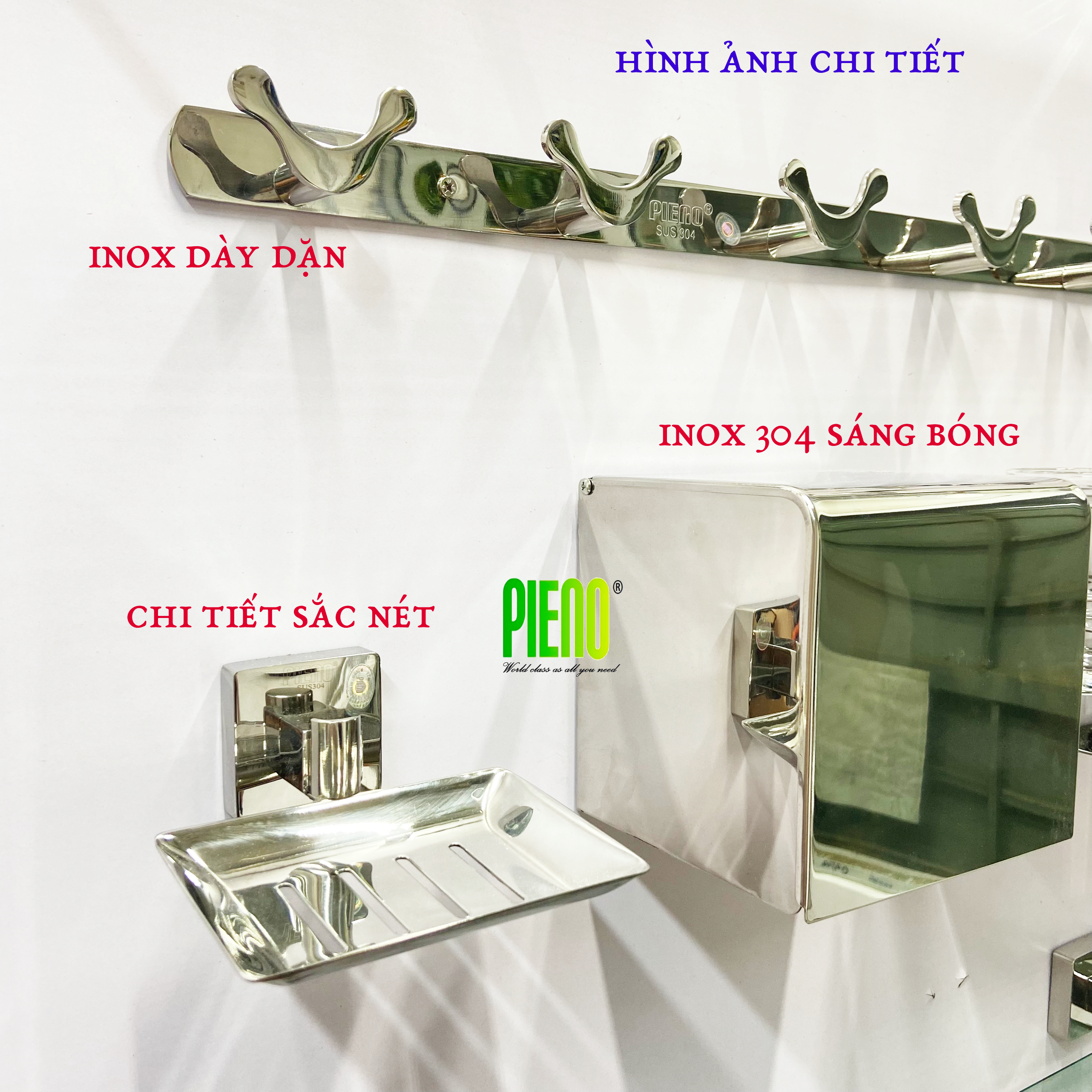 Kệ nan xà bông PIENO 100% inox sus 304