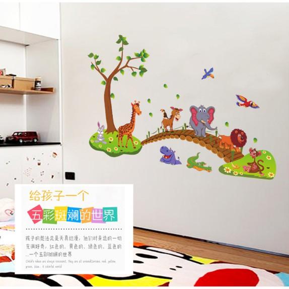Decal trang trí tường Cây cầu gỗ cho Thú