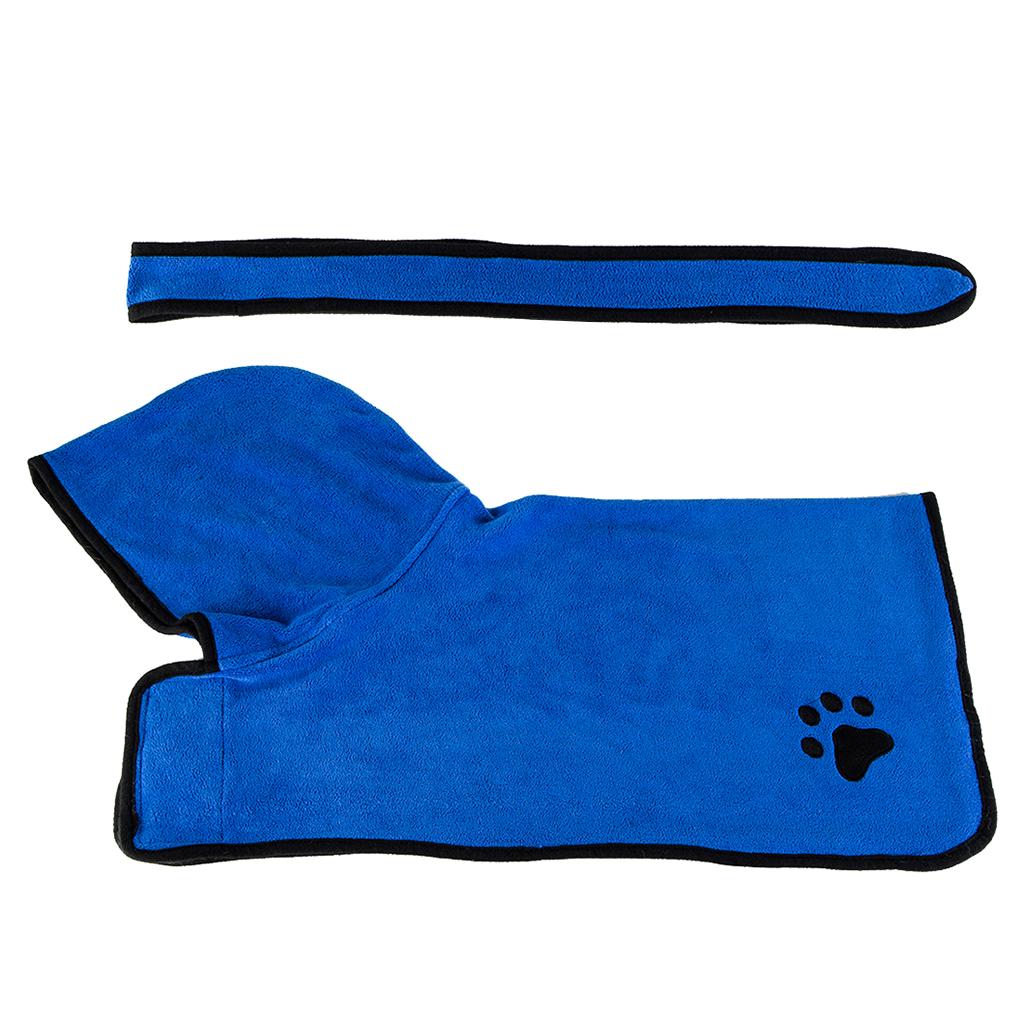 Dog Drying Towel Robe Dog Bathrobe Soft Super Absorbent Blue/Brown