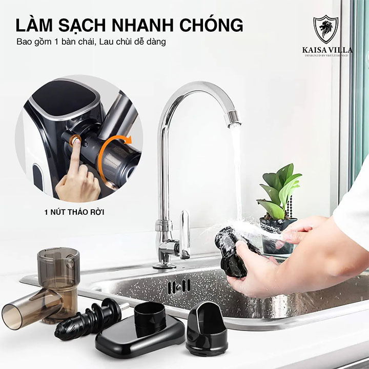 Máy Ép Chậm Trái Cây Trục Ngang Kaisa Villa - Công Suất 130W - Hàng Chính Hãng