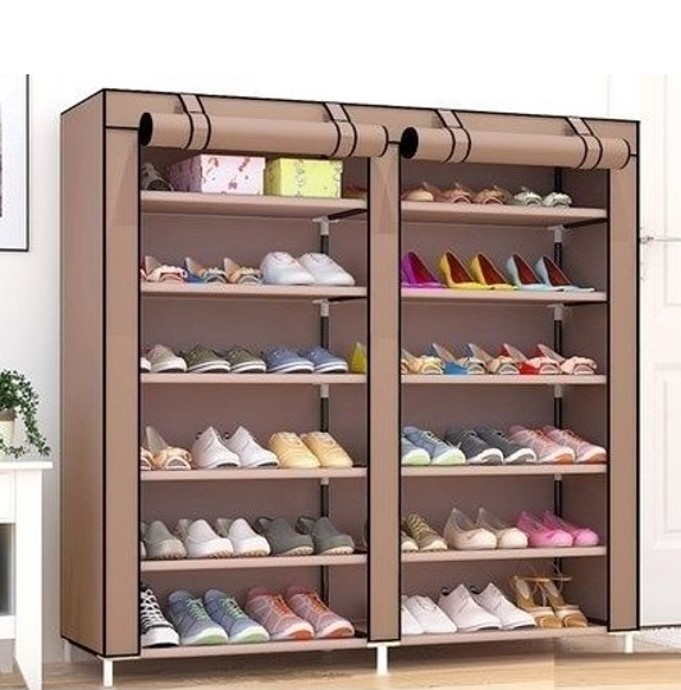 Tủ giày vải 6 tầng khung thép chắc chắn, kèm khóa kéo kín