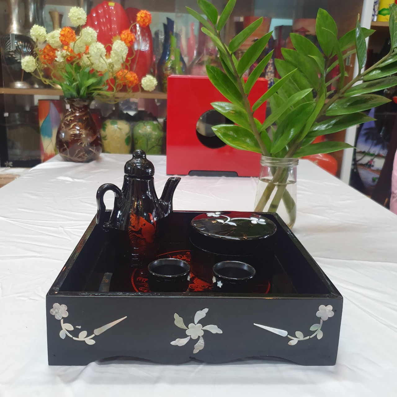 Khay trầu rượu sơn mài cao cấp Thanh Bình Lê, khay trầu rượu cưới hỏi, lễ tiệc...