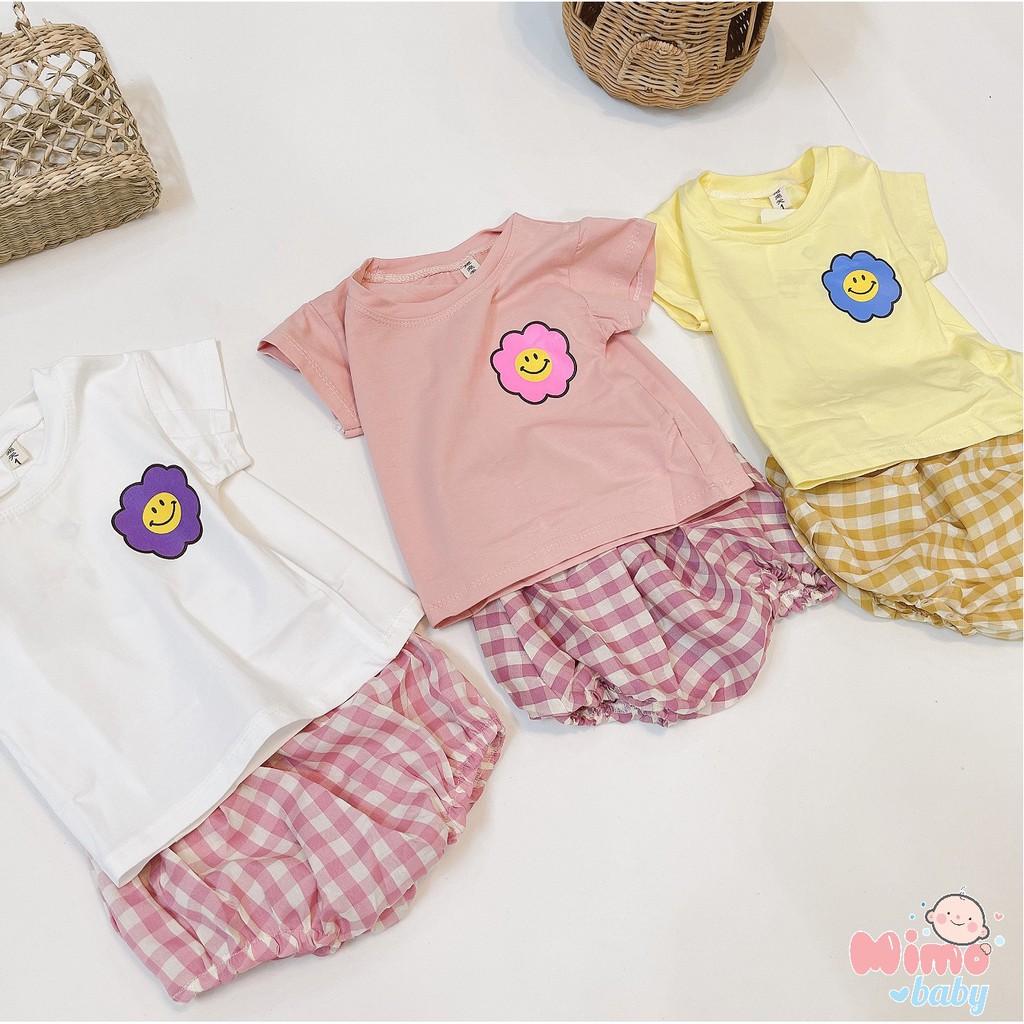 Set bộ áo cotton quần đũi kẻ cho bé (7-17kg)