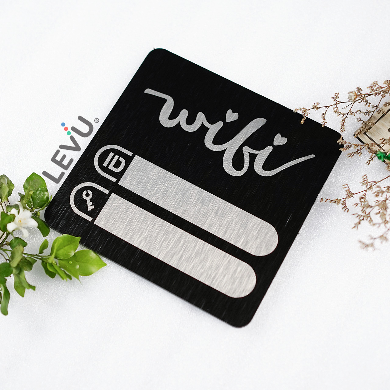 Bảng wifi nhôm alu xước đen cao cấp khắc laser trang trí quán cafe trà sữa