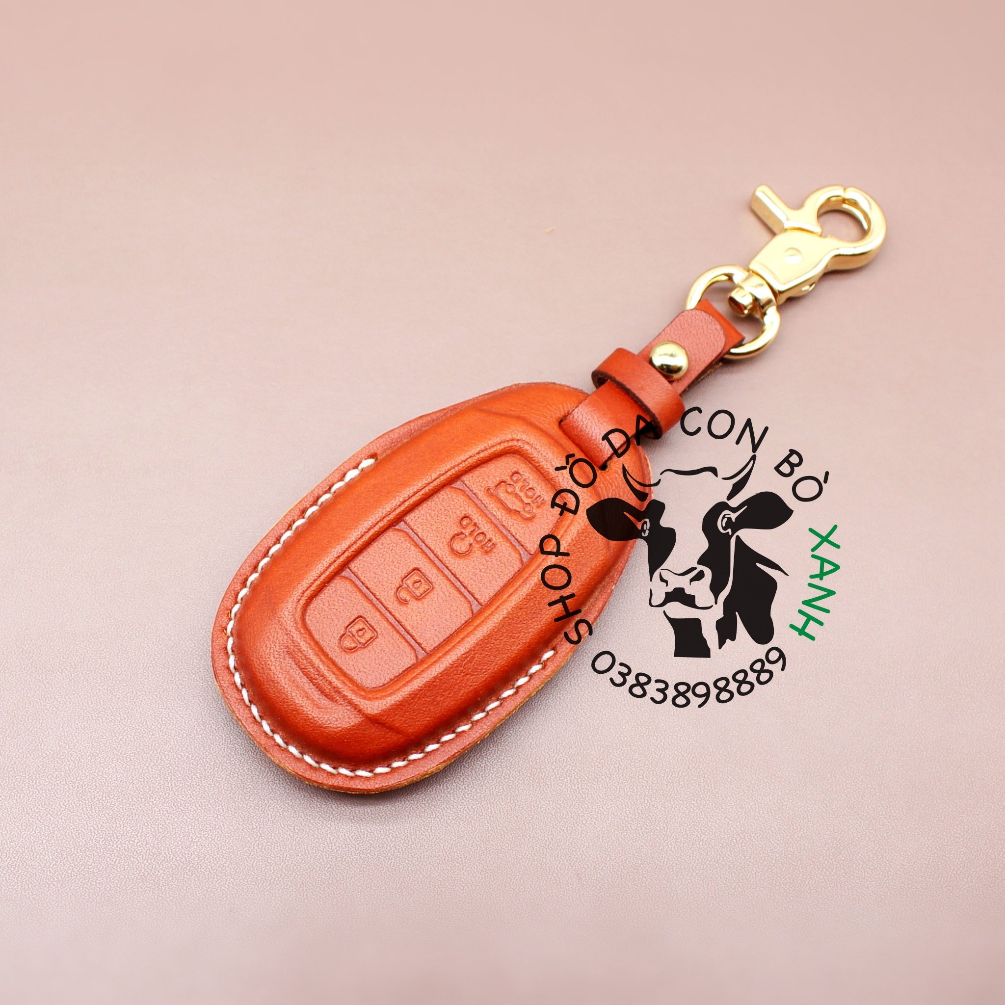 Bao Da Chìa Khoá Ép Phom Hyundai Accent 2021 handmade da thật 009e