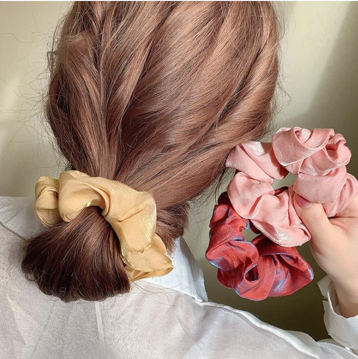 Dây buộc tóc Scrunchies Satin vân nhũ bóng sang mịn HD46