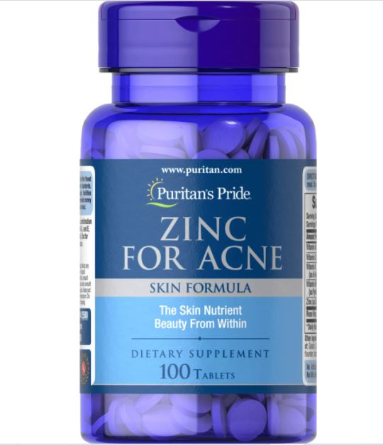 Hỗ trợ trị mụn Zinc For Acne Skin Formula Puritan's Pride Mỹ - Làm đẹp, Tăng sức đề kháng - Massel Official - 100v