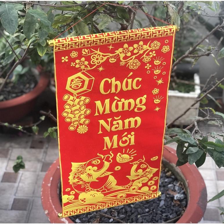 Liễng trang trí tết in chữ Việt Nam làm từ vải nhung