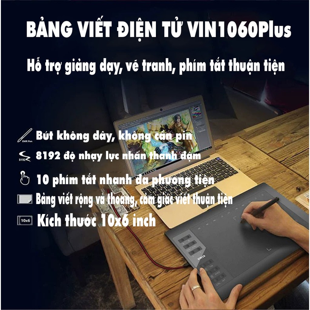 Bảng vẽ điện tử VINSA 1060 Plus - Hàng chính hãng