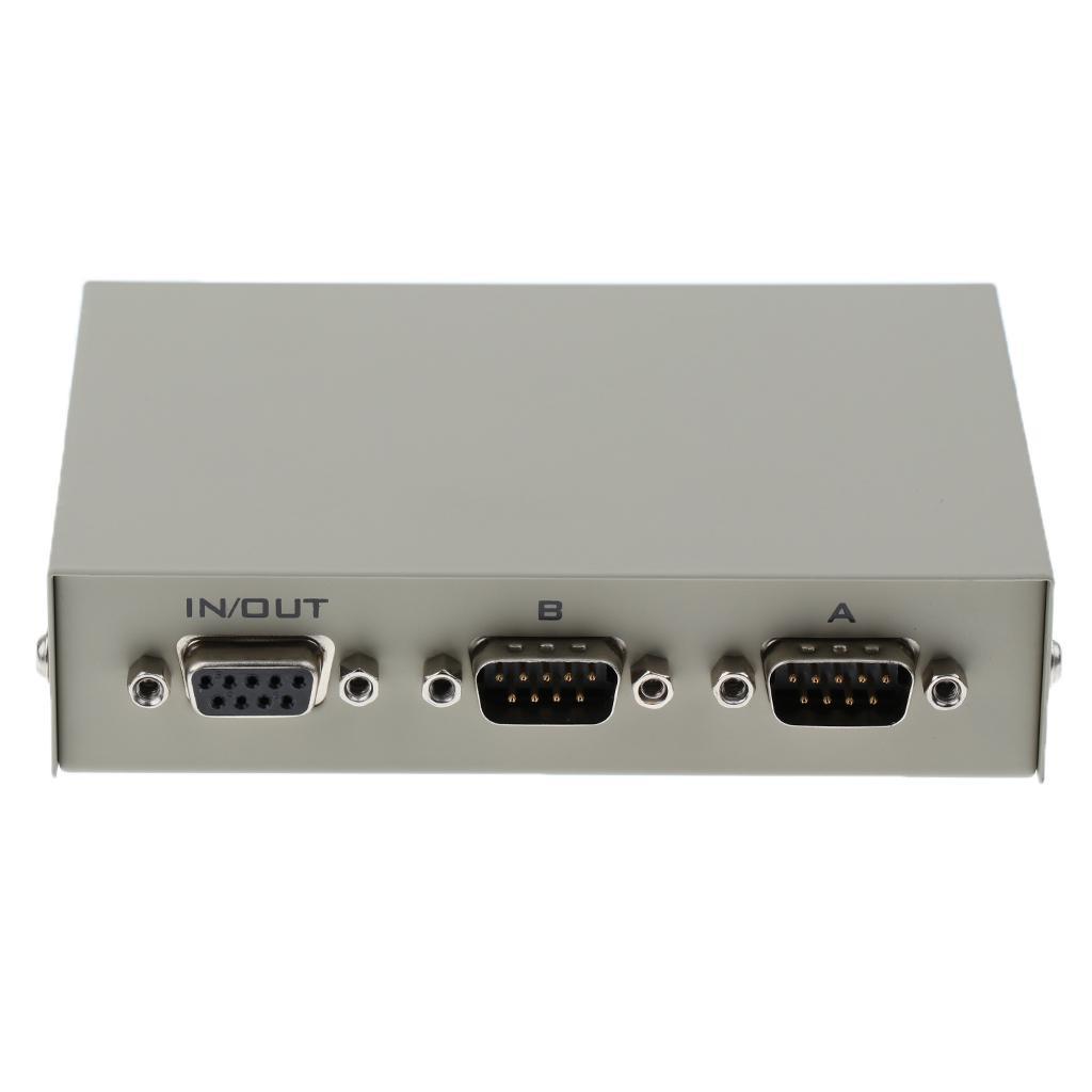 2Pcs PC Printer DB9 Pin 2Ports Manual Serial RS232 Switch Box Metal Housing