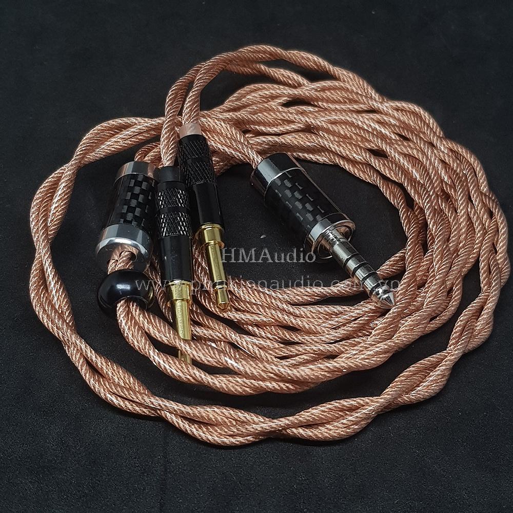 Dây tai nghe đồng OFC 1.8mm tết 4 - Connector Dual 3.5mm