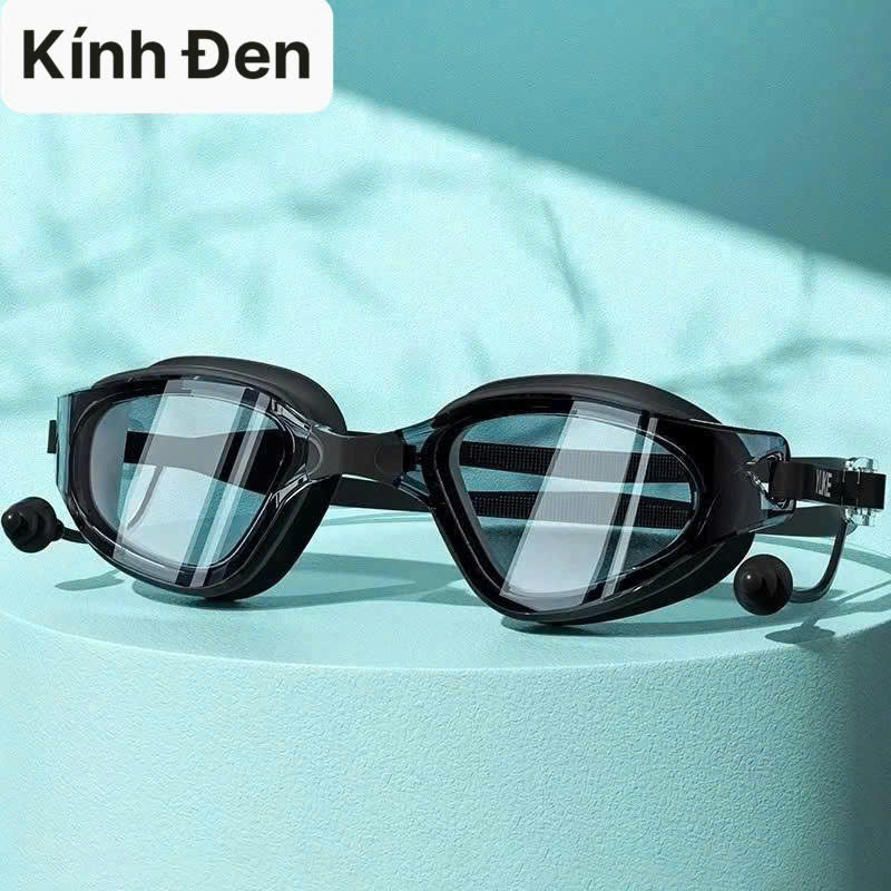 Kính bơi chống tia UV , Chống sương mù , bảo vệ mắt MÀU ĐEN , Dây đeo được làm 100% silicone mềm mại, thoải mái, dành cho vận động viên chuyên nghiệp hoặc người có sở thích đi bơi - Hàng Chính Hãng