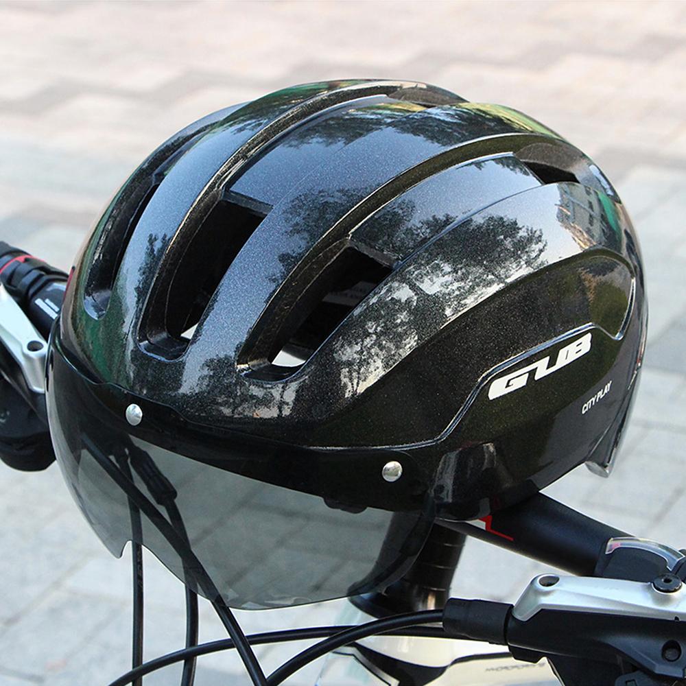Mũ bảo hiểm đi xe đạp đúc nguyên khối với kính từ tính có thể tháo rời