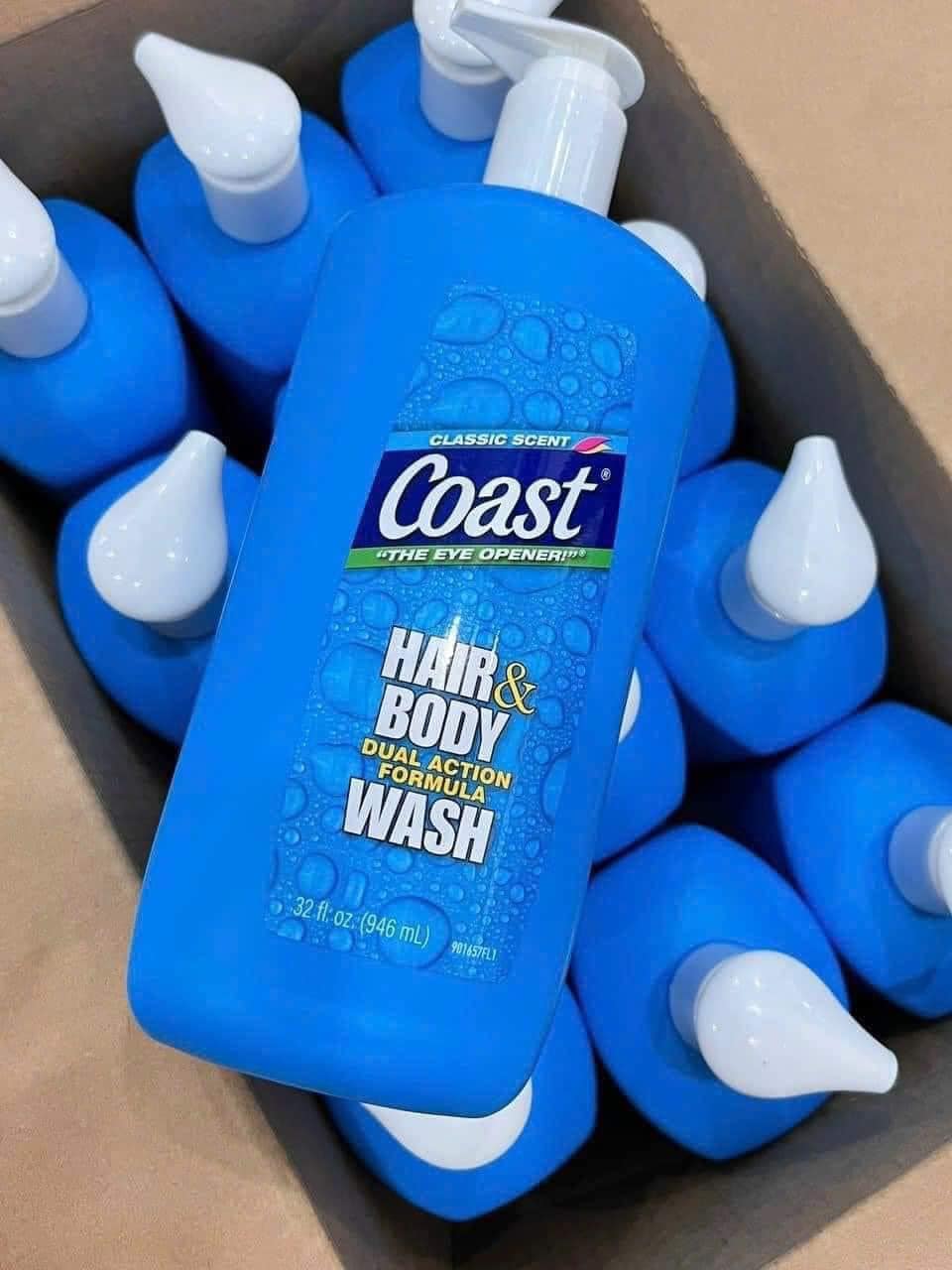 THÙNG 4 CHAI Sữa Tắm Gội COAST HAIR AND BODY WASH Cho Nam 946ml USA