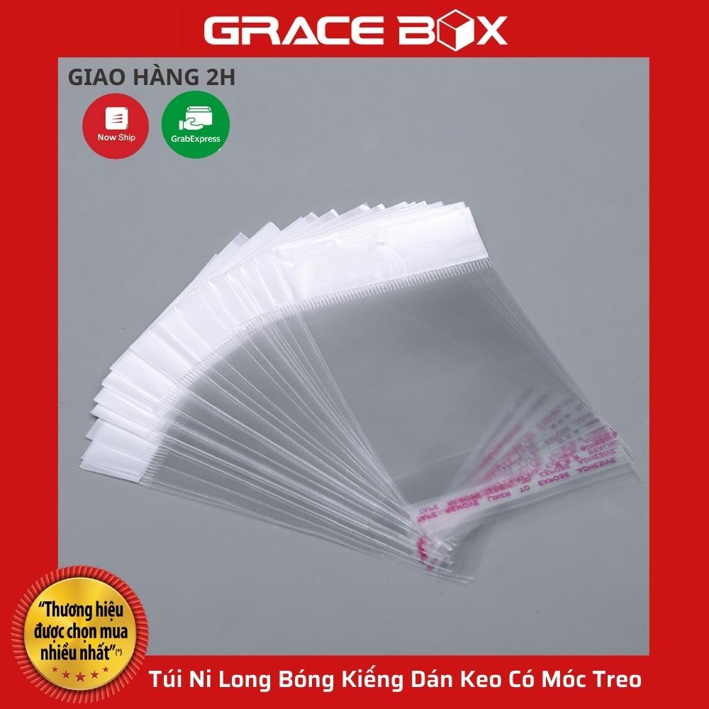 Set 100 Túi Ni Long Bóng Kiếng Dán Keo Có Móc Treo - Size Nhỏ Đựng Phụ Kiện, Trang Sức, Bao Lì Xì - Grace Box