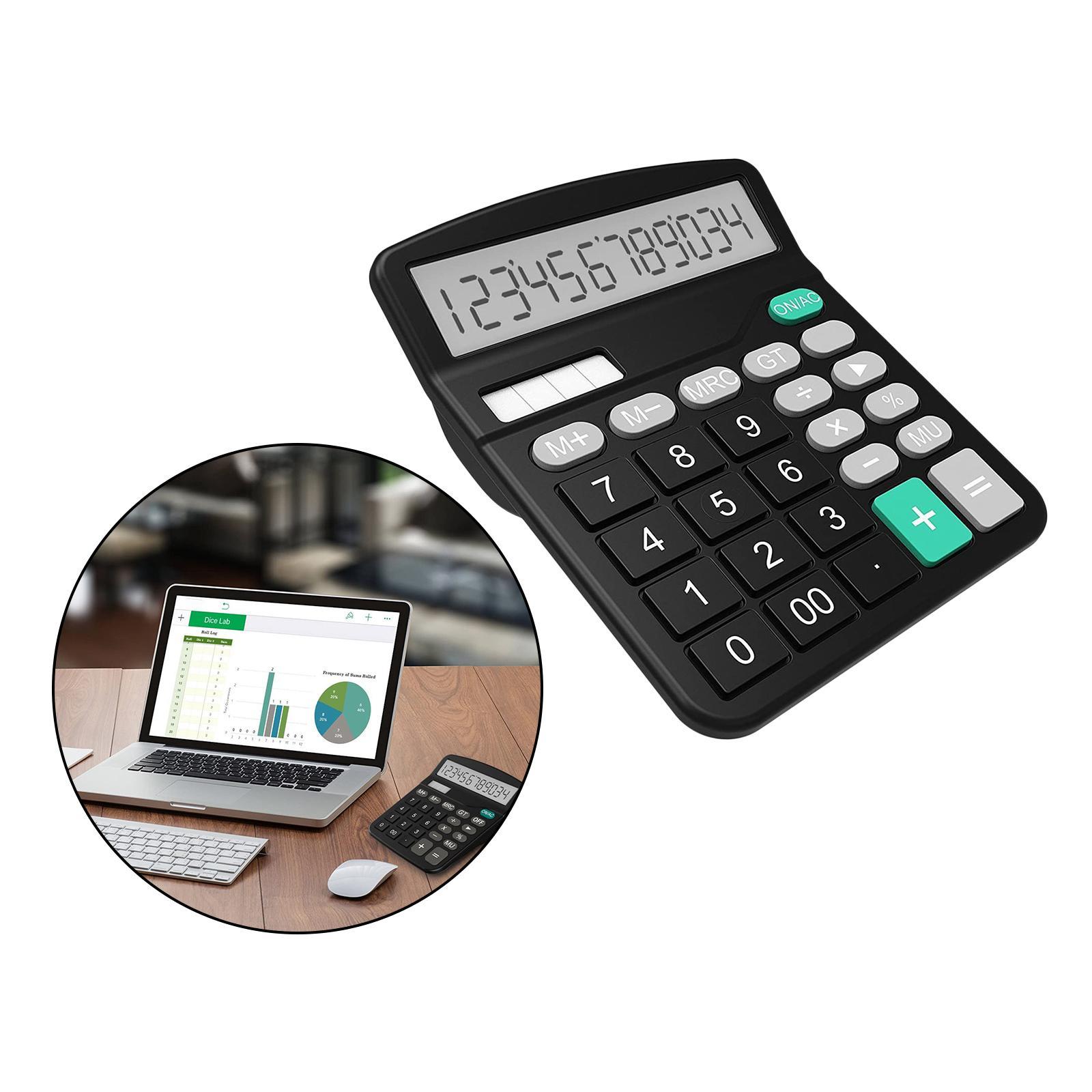 12-Digit Solar Battery Office Calculator with Large LCD Display Big Sensitive Button, Dual Power Desktop Calculators
