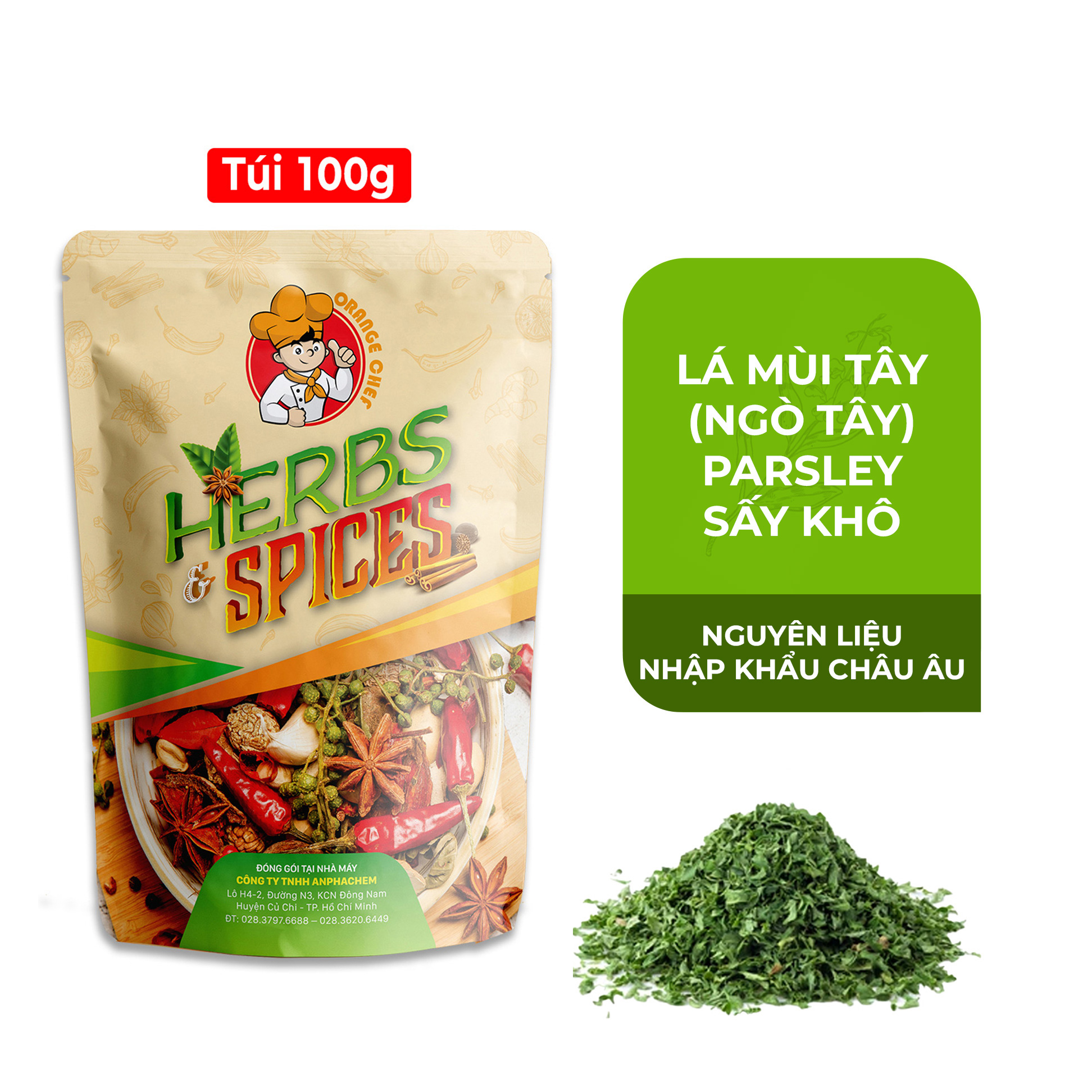 Lá Parsley mùi tây (ngò tây) sấy khô Túi 100G - Nhập khẩu chuyên dụng cho các món Âu