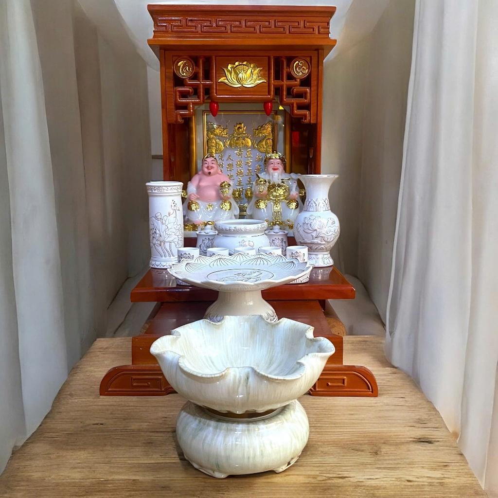 Set ban thần tài bạch ngọc nổi RỒNG VIỆT, bộ thờ thần tài đầy đủ cho gia chủ mệnh kim, thuỷ