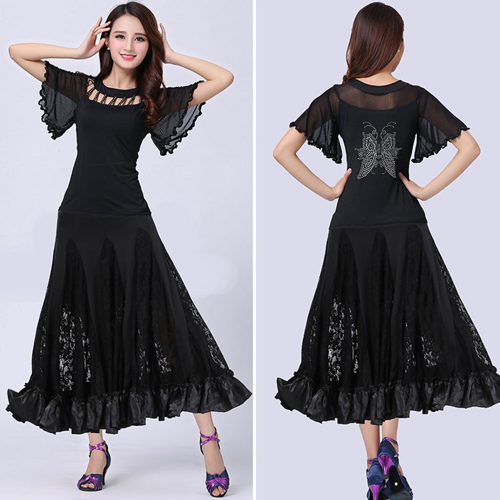 Ballroom Dancing Modern Dance Square Dance Practice Outfit Black XL