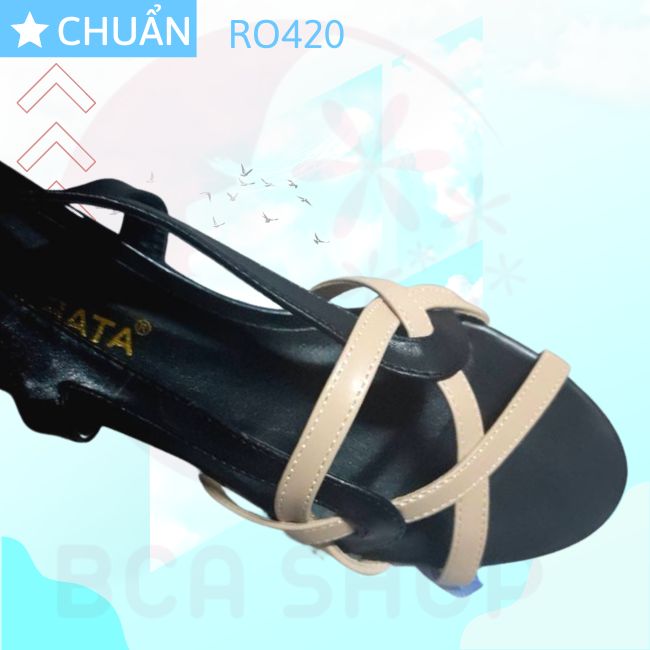 Giày sandal nữ cao gót 2 phân hàng hiệu rosata màu kem ro420