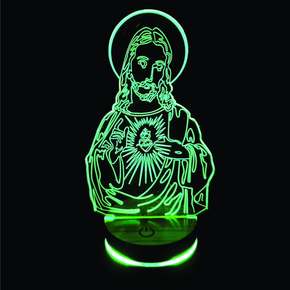 Chúa Jesu, Đèn 3D led, Đèn ngủ thay đổi 16 màu