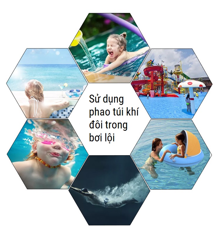 Phao bơi oval đeo thắt lưng 2 túi khí dành cho bơi lội - Phao bơi đeo tay