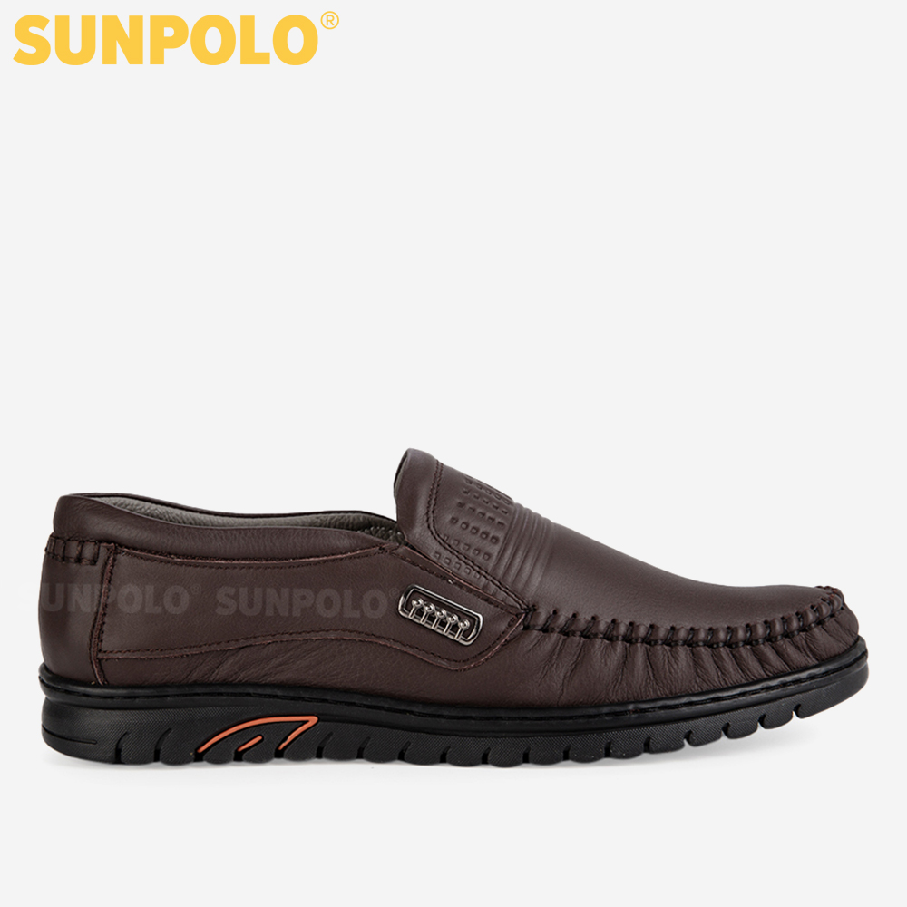 Giày Mọi Nam Da Bò SUNPOLO SU3028D - Đen