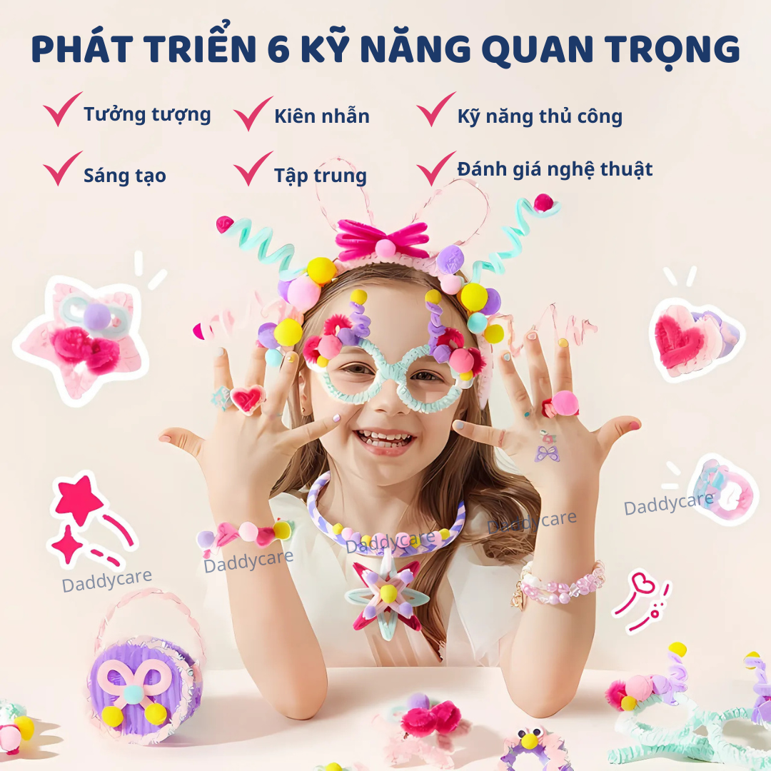 Kẽm nhung làm hoa, kẹp tóc DIY cho bé Mideer Chenille Stem Craft Collection