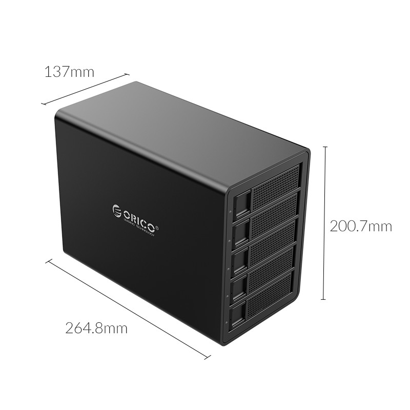 Hộp ổ cứng Orico 3559U3 3.5&quot; 5 khe cắm SATA 3 USB 3.0 Type B - Hàng Chính Hãng - Hàng Chính Hãng