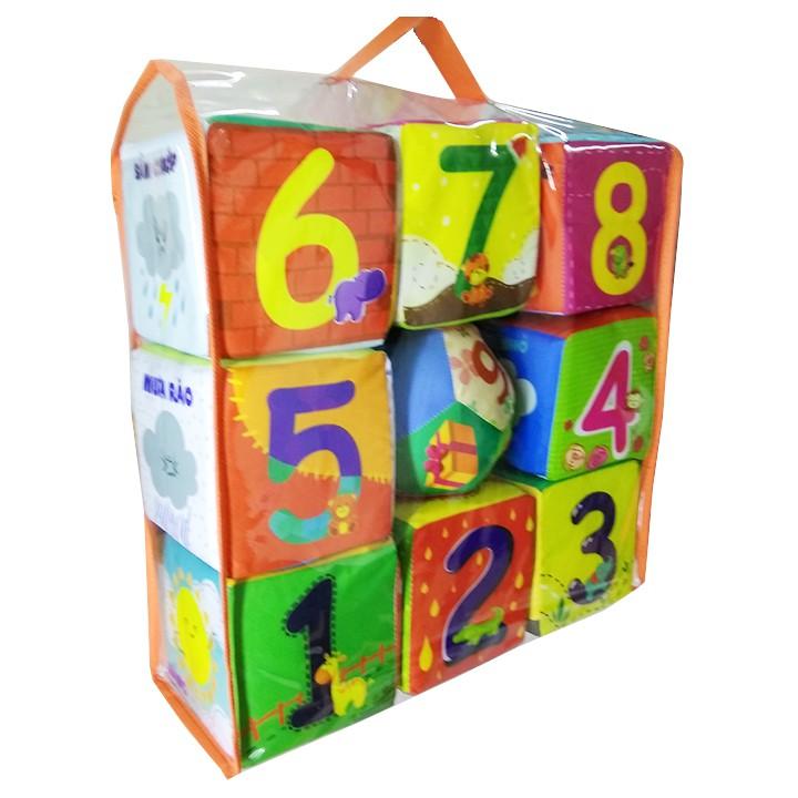 Xúc xắc vải Pipovietnam | Bộ đồ chơi an toàn gồm 8 khối vuông