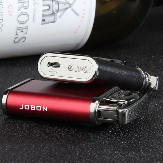Vỏ Hột Quẹt Bật Lửa Sạc Điện Jobon ZB170C Cổng USB 2 Tia Lửa Plasma Đan Chéo Họa Tiết Màu Trơn - Nhiều Màu