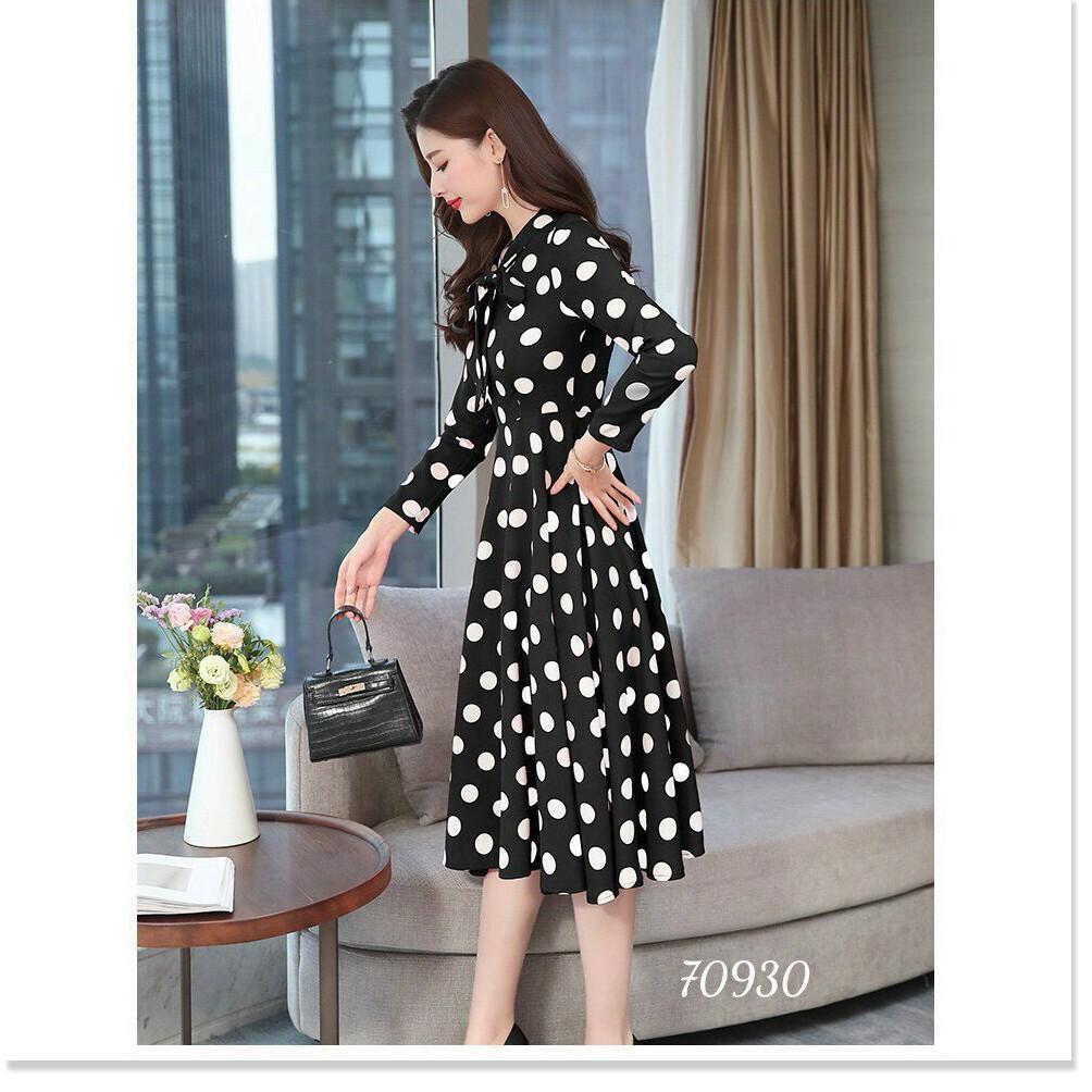 ĐẦM XÒE LỤA CHẤM BI DỰ TIỆC ĐẲNG CẤP PHU NHÂN THỜI TRANG MỚI KINGSHOP79