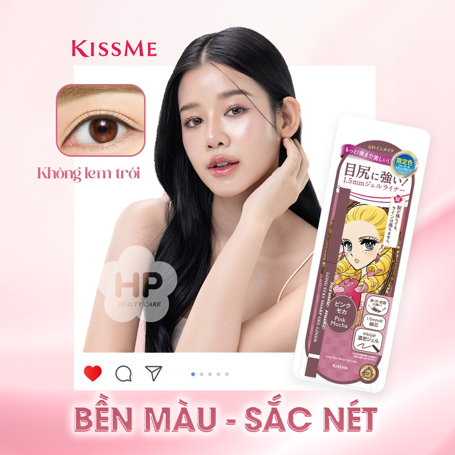 Phiên Bản Giới Hạn Bút Chì Gel Kẻ Mí Mắt Siêu Chống Trôi Dạng Xoay Màu Hồng Mocha Kissme Heroine Make Long Stay Sharp Gel Liner N 0.08 G