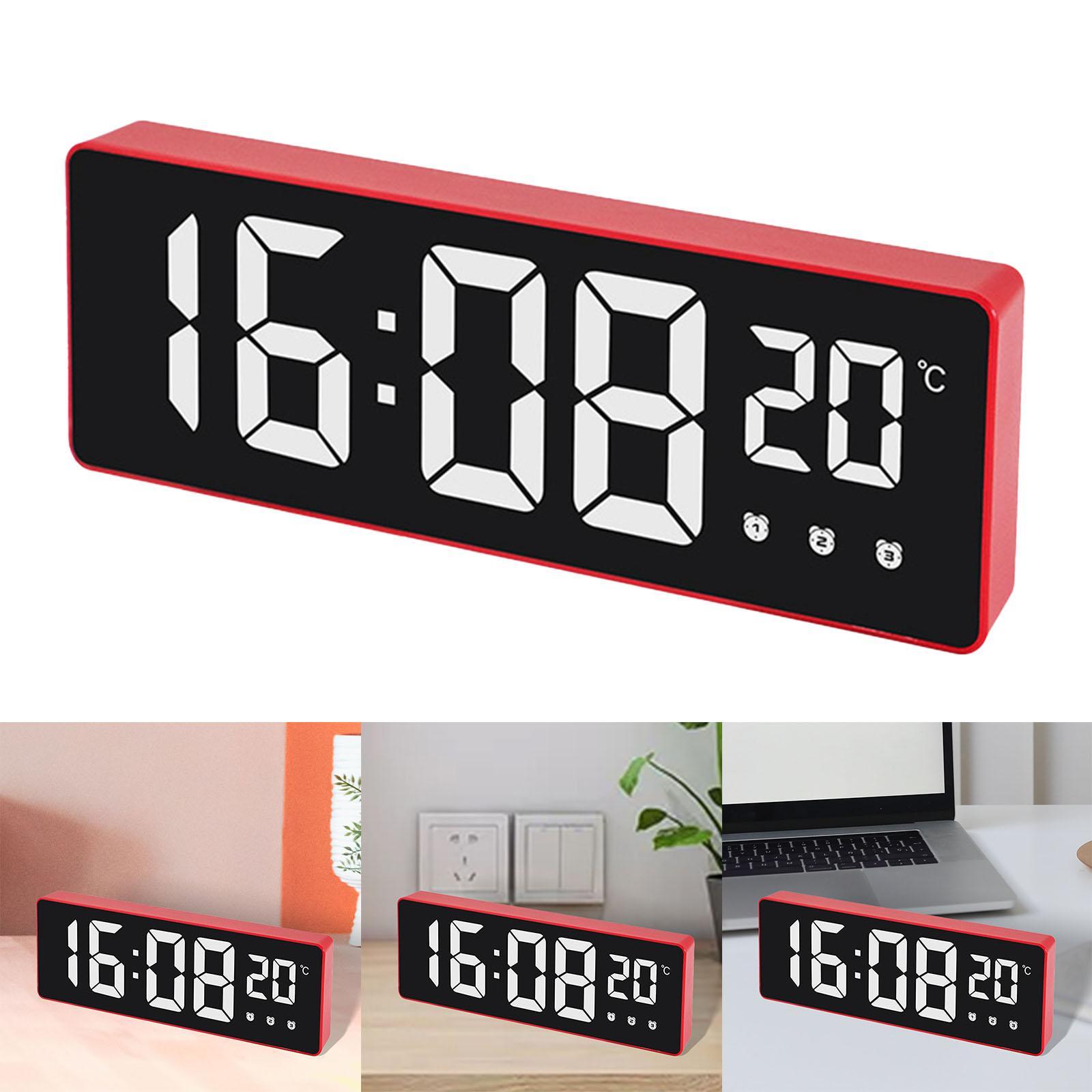 Digital Clock, LED Clock for Bedroom, Electronic Desktop Clock with Temperature Display, Adjustable Brightness, Voice Control