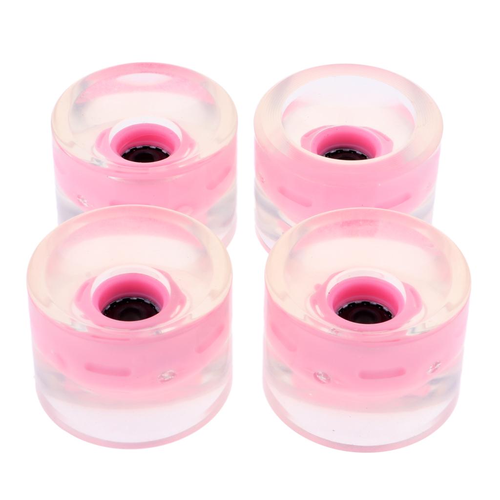 2x4pcs 70mm Light Up Skateboard Longboard Wheels Glow at Night 78A Pink