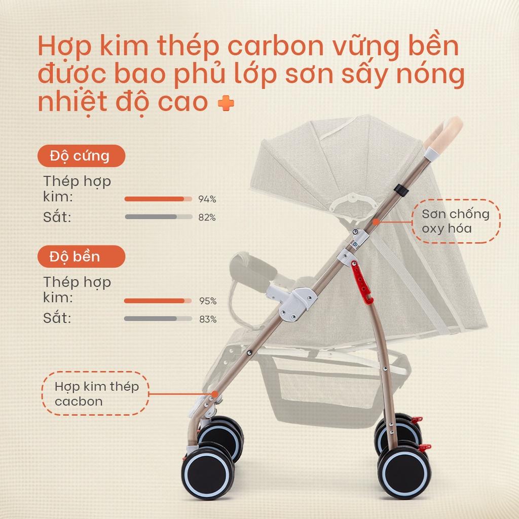 Xe đẩy gấp gọn cho bé Yoboo YB-0067 bánh xe có phanh, tựa lưng chống gù điều chỉnh nhiều góc độ - Hàng chính hãng