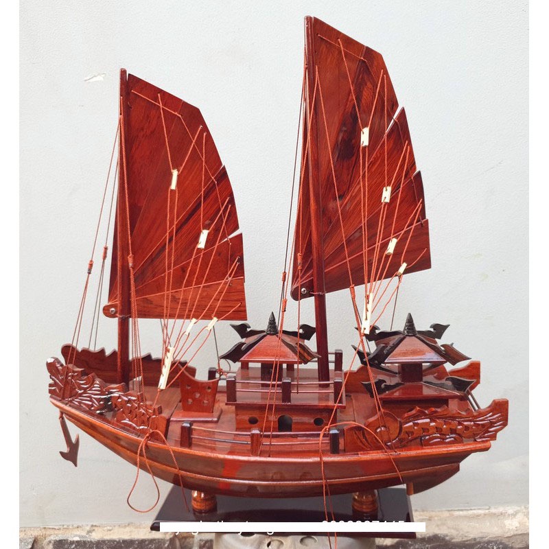 Thuyền gỗ hương ngang 60cm-Thuyền buồm chiến cổ