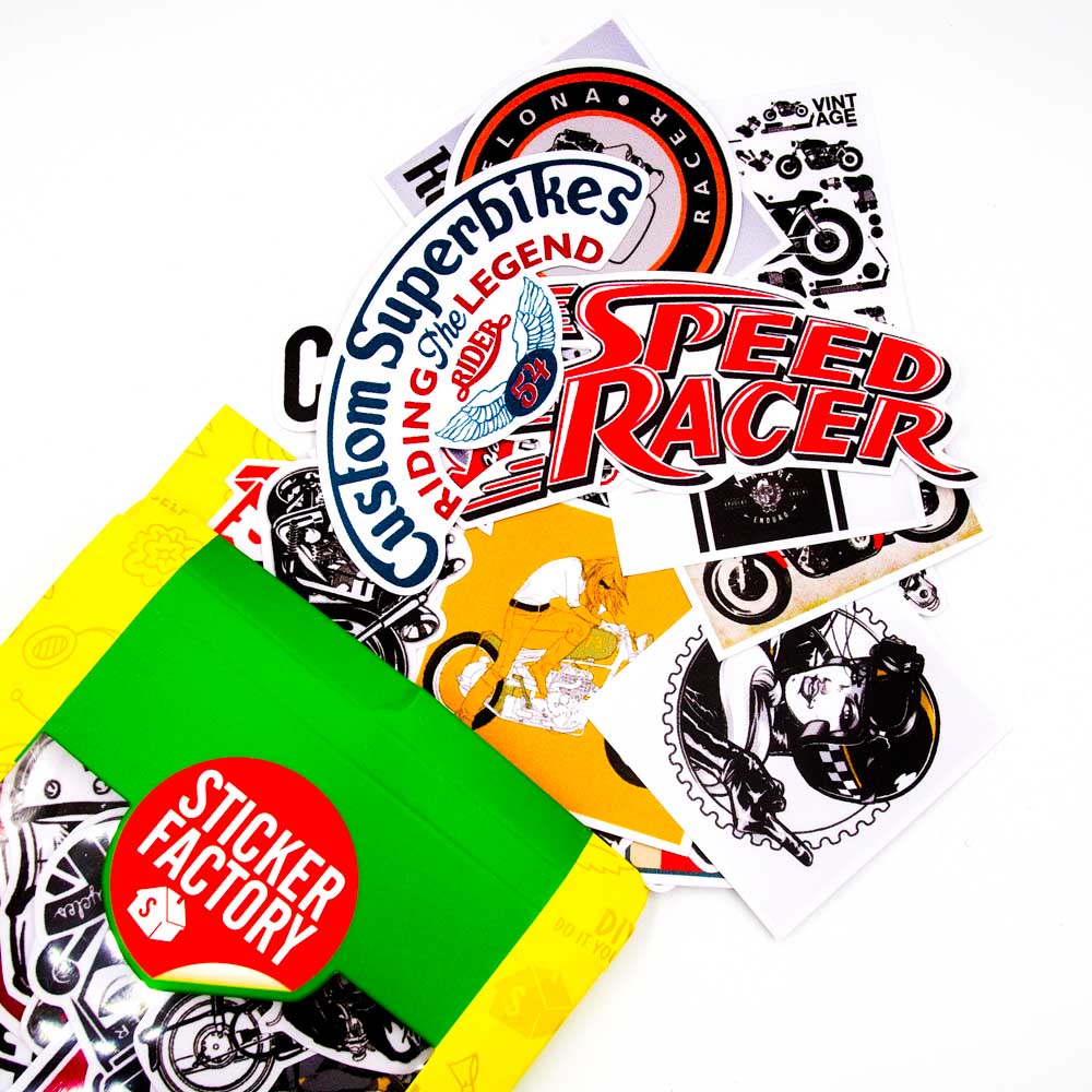 Combo 3 Hộp Sticker Hình Dán - BIKER (Logo Racing, Motorcycle, Cafe Racer)