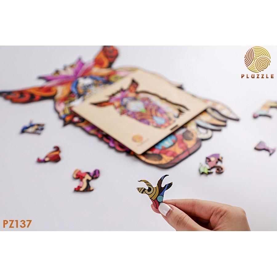 PLUZZLE Bộ xếp hình gỗ đồ chơi puzzle ghép hình con vật độc đáo – Ngọ – Con Ngựa – PZ137