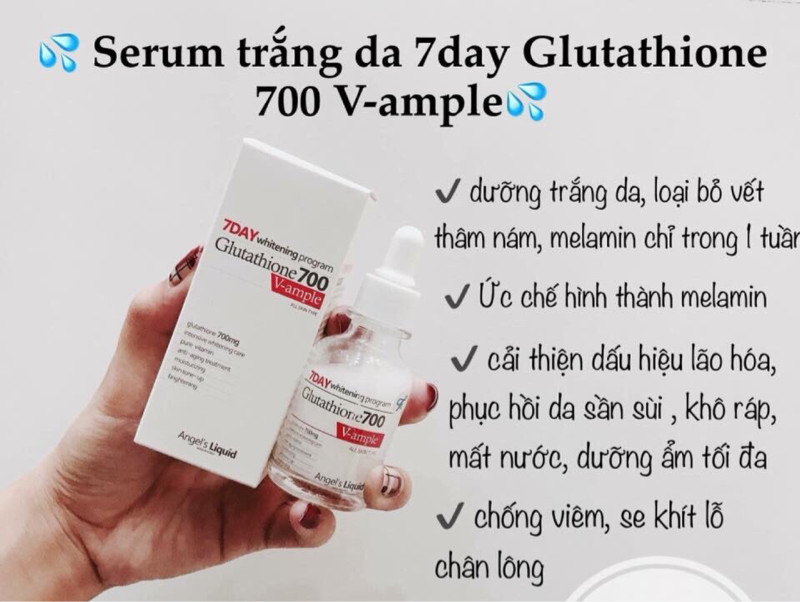 Bộ Sản Phẩm Dưỡng Da Trắng Sáng 7DAY Whitening Program Glutathione 700V ( Toner Serum Cream )