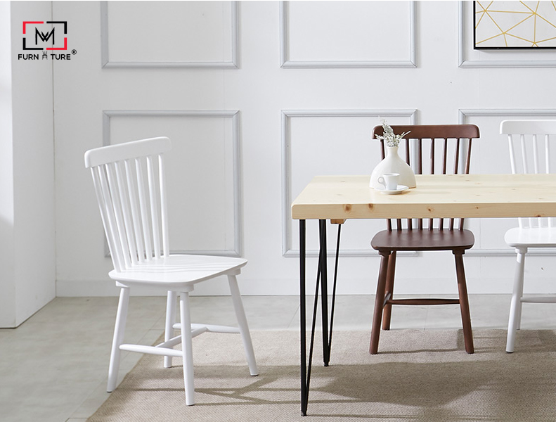 GHẾ BÀN ĂN GỖ XUẤT KHẨU MÀU TRẮNG - STOOL CHAIR WHITE