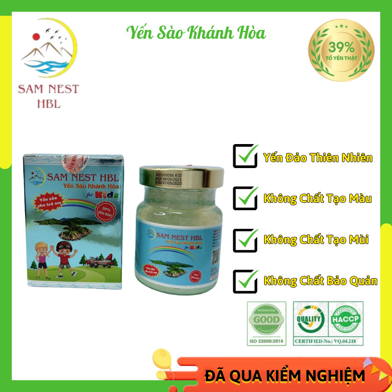 Yến Sào Khánh Hòa Sam Nest HBL Nguyên Chất , Hàm Lượng Yến Cao 39% Dành Cho Trẻ Em Thơm Ngon, Nhiều Bổ Dưỡng Lọ 70Ml