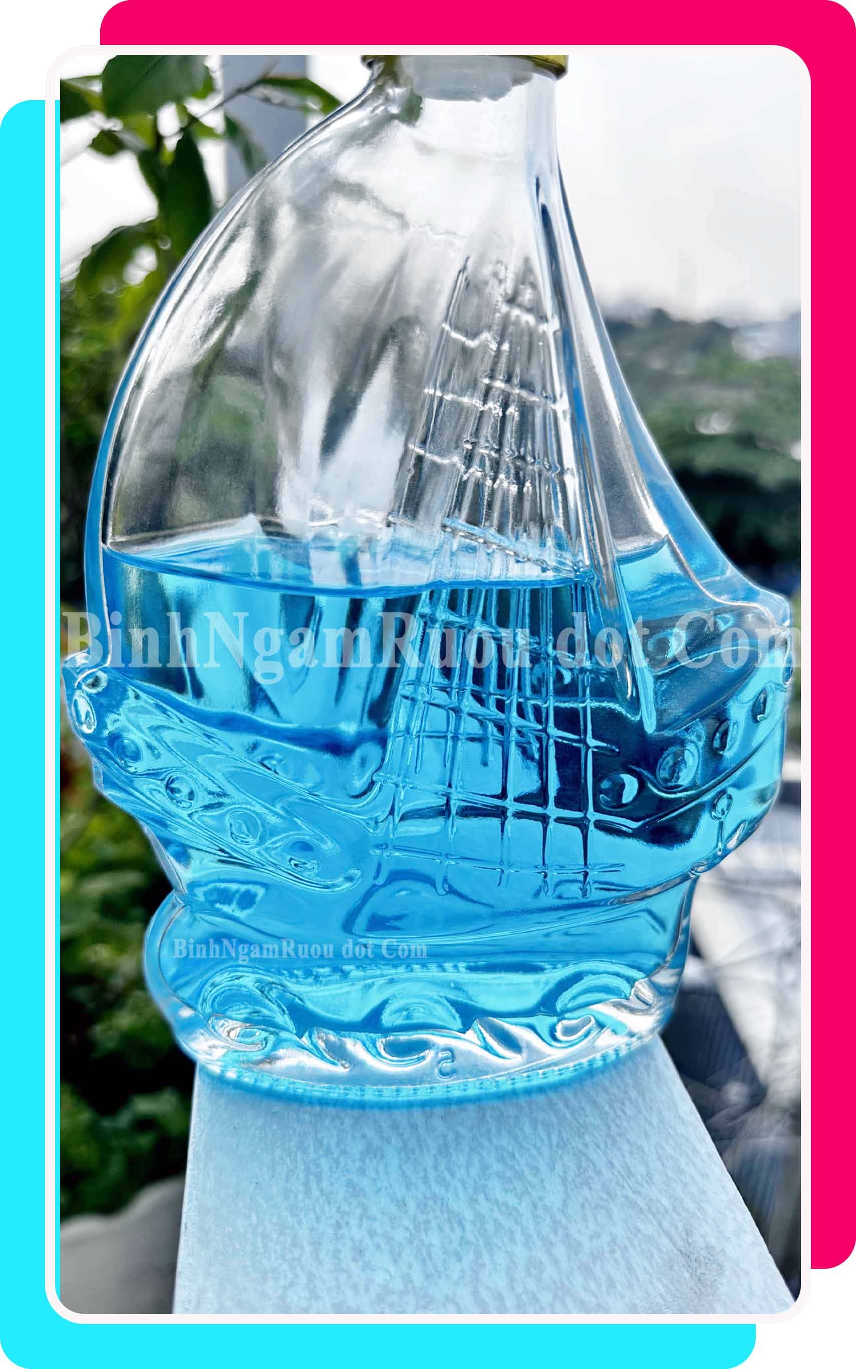 C15 Chai Đựng Rượu Thủy Tinh XO Dáng Thuyền - 500ml - Nắp Kín Thủy Tinh Trong - Tặng Biếu Sang Trọng