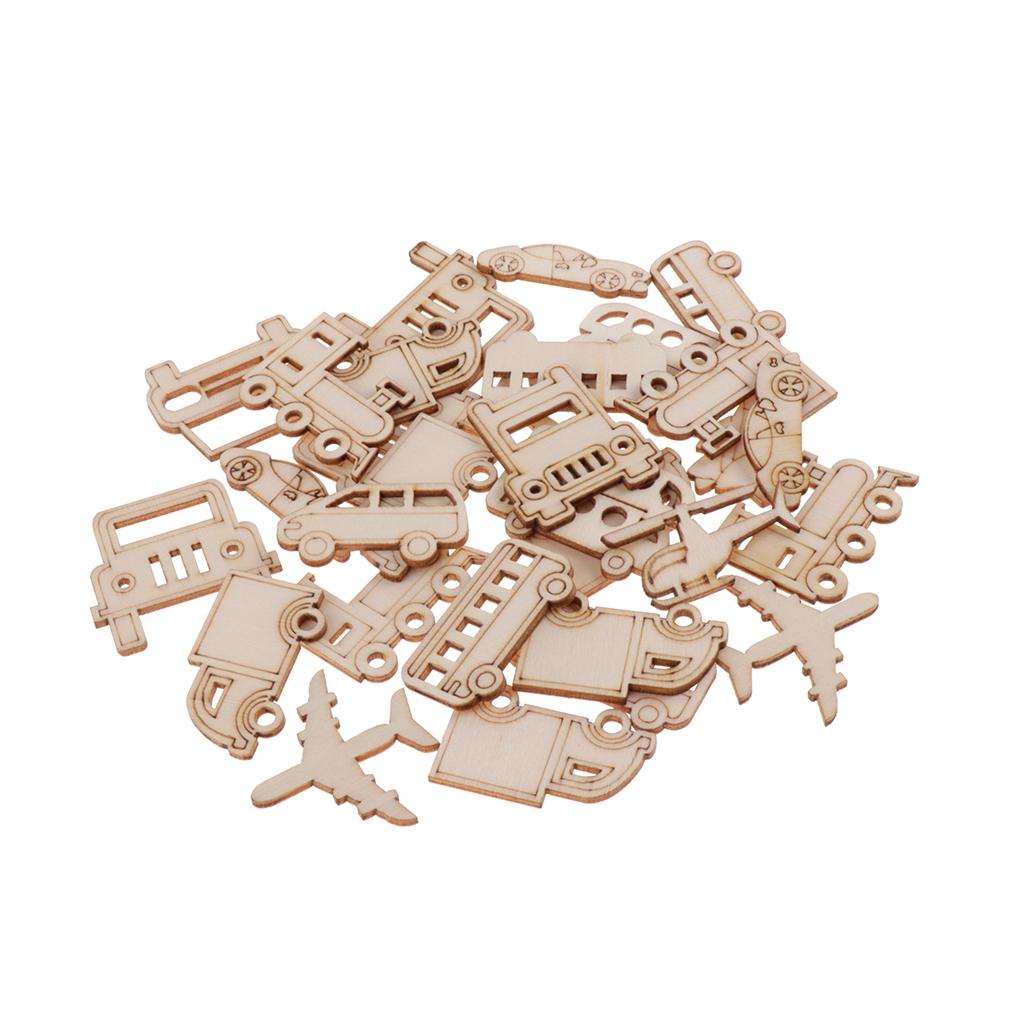 60 Miếng Các Loại Xe Gỗ Lỗ Cắt Hình Khối Bằng Gỗ Thủ Công Thẻ Decoupage Chỉnh Trang DIY Thêu Sò Thẻ Làm Nghệ T