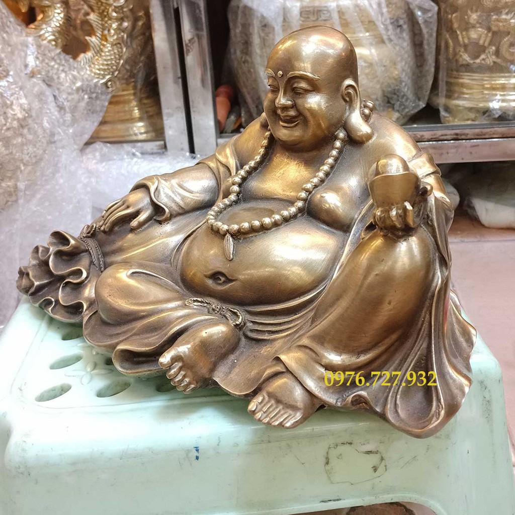 Tượng phật di lạc đồng vàng dài 27cm, bán tượng dilac bằng đồng